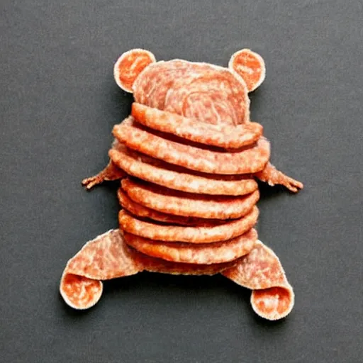 Image similar to tardigrade made of salami