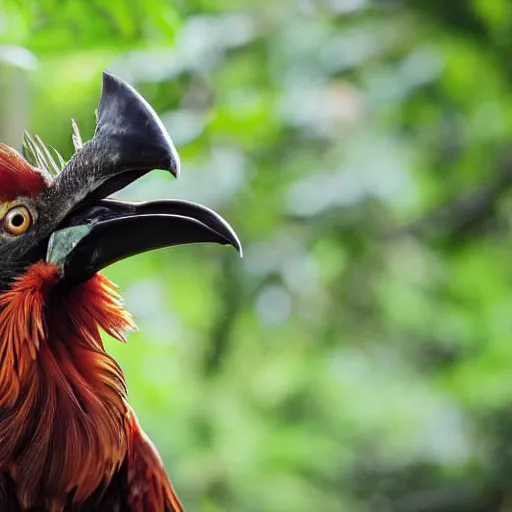 Prompt: a hoatzin bird shouting