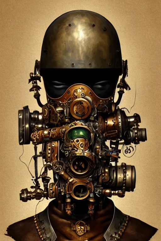 Image similar to steampunk helmet fantasy art mask robot ninja stylized digital illustration sharp focus, elegant intricate digital painting artstation concept art global illumination ray tracing advanced technology chaykin howard and campionpascale and cooke darwyn and davis jack