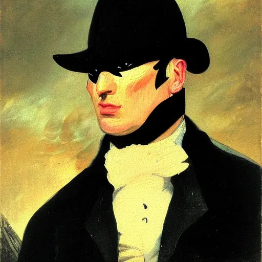 Image similar to portrait of Batman, painted by John Constable, oil on canvas