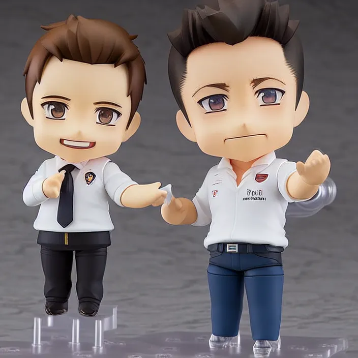 Image similar to a anime nendoroid of elon musk and tesla 3, figurine, product photo, detailed