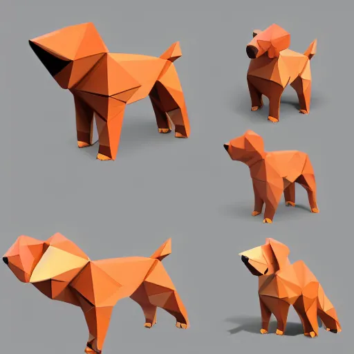 Prompt: a game object of a happy dog, low poly art, unity asset store