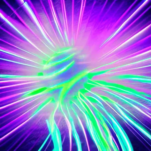 Prompt: purple tornado made of purple light blue neon vaporwave