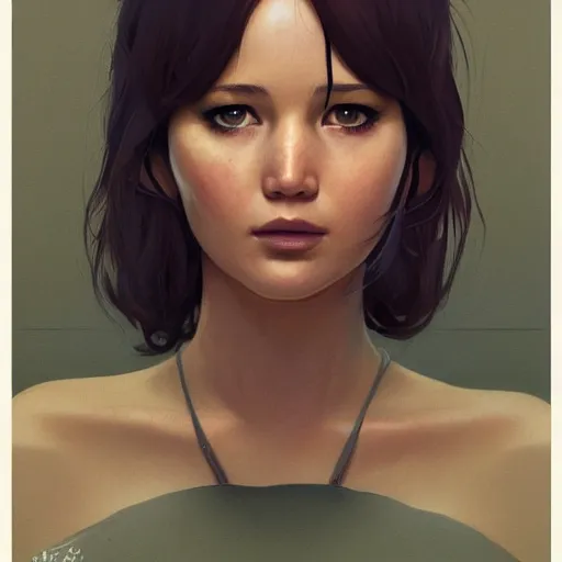 Image similar to jennifer lawrence portrait as manga girl, realistic shaded perfect face, fine details. anime. realistic shaded lighting poster by ilya kuvshinov katsuhiro otomo ghost - in - the - shell, magali villeneuve, artgerm, jeremy lipkin and michael garmash and rob rey