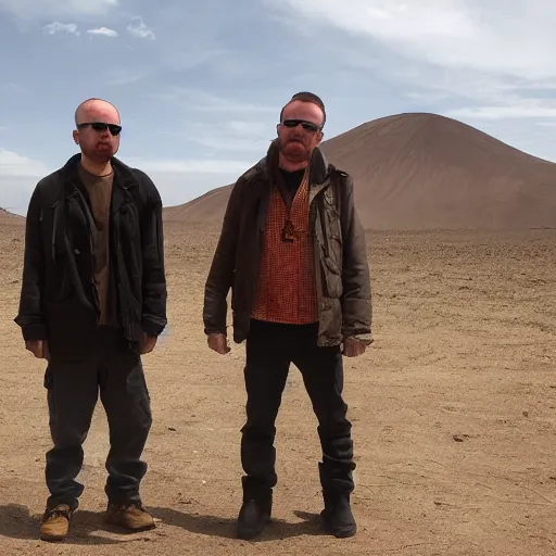 Prompt: Jesse pinkman and Heisenberg at Peru