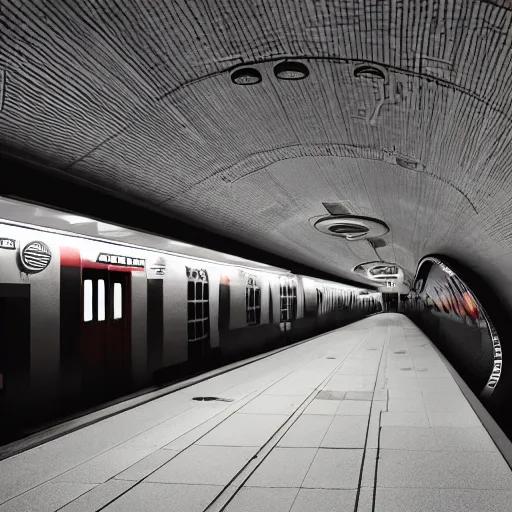 Image similar to martian subway station,