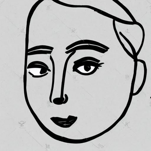 Image similar to hand - drawn minimalistic line portrait of woman with round face, short nose, small round eyebrows, wide lips and kind green eyes with cannabis leaf inside, black and white, pictogram, ink, pencil