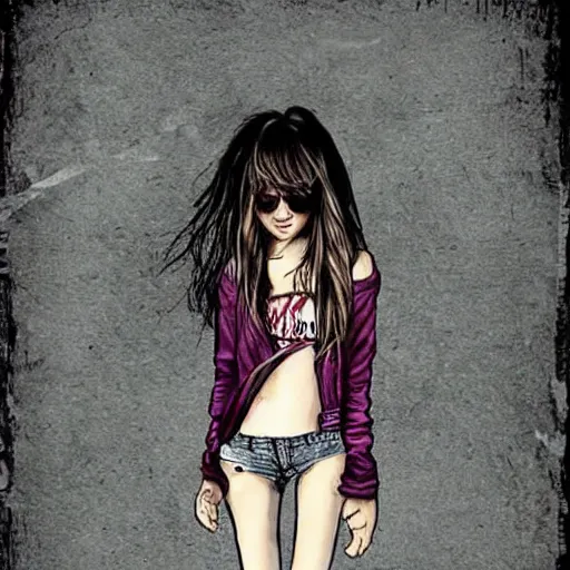 Image similar to girl, grunge outfit, cute artwork