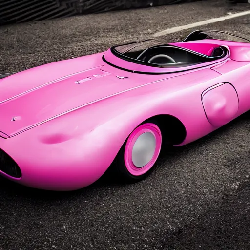 Prompt: Elegant photography of the pink panther car