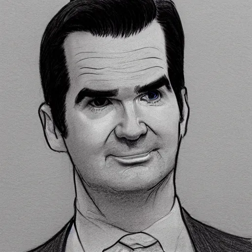 Prompt: close up of jimmy carr paying his tax return, pencil sketch caricature