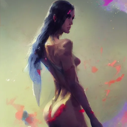 Image similar to a painting of anima love synthetic by Greg rutkowski trending on artstation