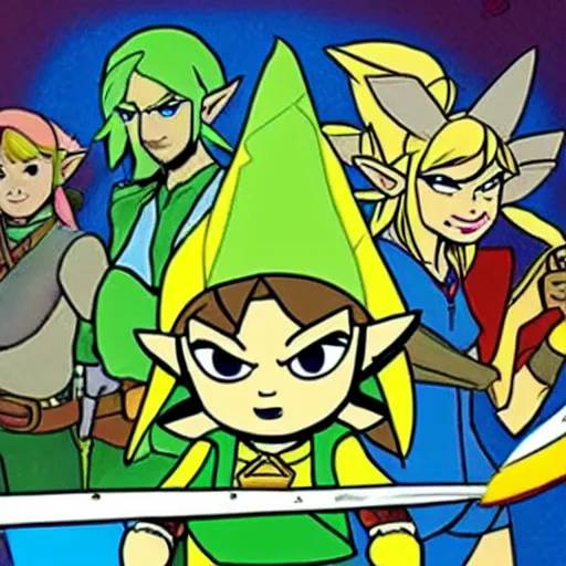 Prompt: the legend of zelda as a cartoon network show