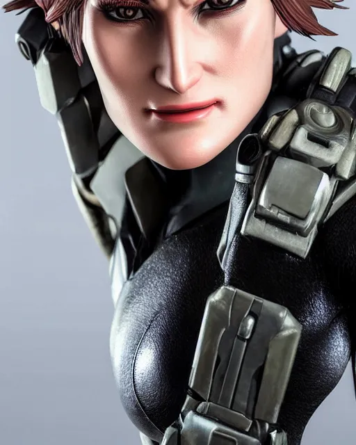 Image similar to Beautiful close highly detailed portrait of Meryl Silverburgh from Metal Gear Solid in her iconic signature main outfit. Award-winning photography. XF IQ4, 150MP, 50mm, f/1.4, ISO 200, 1/160s, natural light, rule of thirds, symmetrical balance, depth layering, polarizing filter, Sense of Depth, AI enhanced