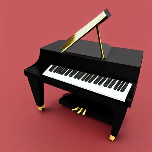 Image similar to an isometric low - poly 3 d render of a grand piano, soft lighting