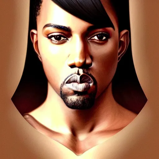 Prompt: : beautiful portrait of kanye west, fantasy, intricate, elegant, highly detailed, digital painting, artstation, concept art, smooth, sharp focus, luxury fashion illustration, art by artgerm and greg rutkowski and alphonse mucha, brightly lit cinematic soft lighting, photorealistic