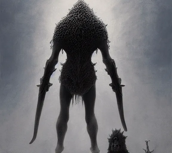 Image similar to minotaur concept, full body concept, beksinski, wayne barlowe, adrian smith fantasy art, the hobbit art, lord of the ring art, the witcher concept art, trending on artstation, game of throne art