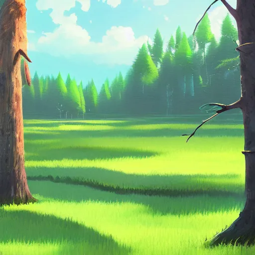 Prompt: soft gouache technique, forest lanscape panorama by pixar by makoto shinkai