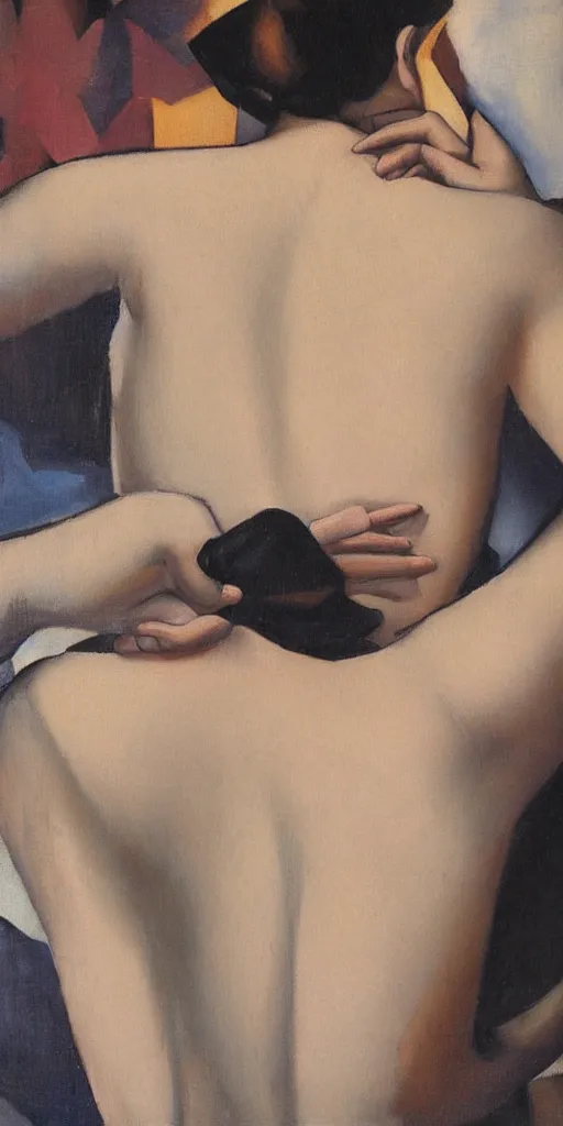 Image similar to Lower back of a beautful woman, painted by Tamara de Lempicka