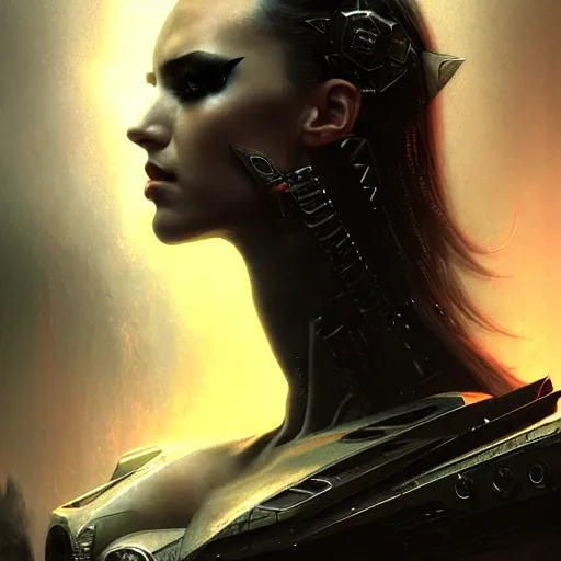 Prompt: peyton list, darkwave, darksynth, character portrait, sharp, digital matte painting, art by luis royo, greg rutkowski, wlop, dramatic lighting, trending on artstation