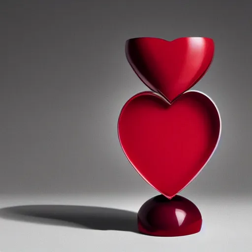 Image similar to a flower - vase in the shape of a heart with red accents designed by versace, advertising photography