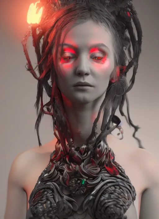 Image similar to beautiful necromancer girl, hyper detailed, digital art, cinematic lighting, studio quality, smooth render, unreal engine 5, octane renderer