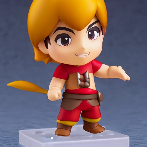 Image similar to pixar adventurer aladdin as nendoroid, side view, 8 k hd dof, kodak film,