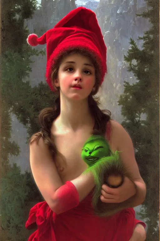 Prompt: the grinch, bouguereau