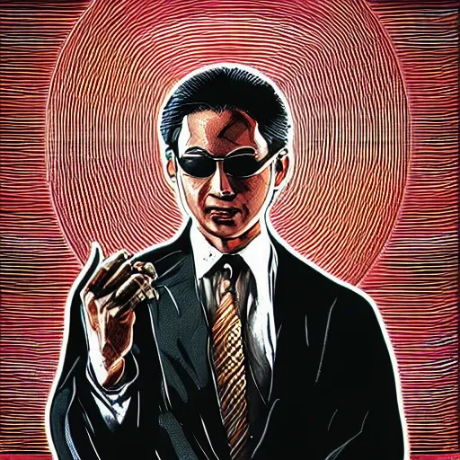 Image similar to satoshi nakamoto in matrix code, digital art, trending on artstation,