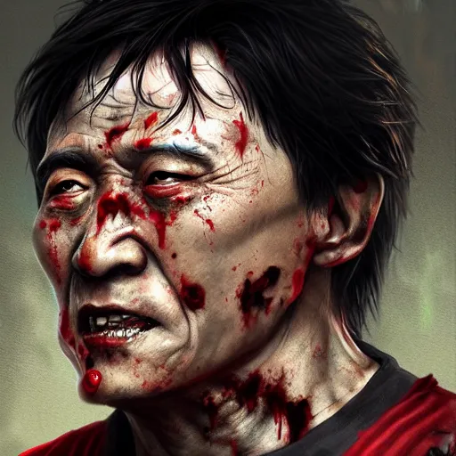 Prompt: a zombie Jackie Chan by WLOP, dark fantasy, trending on artstation