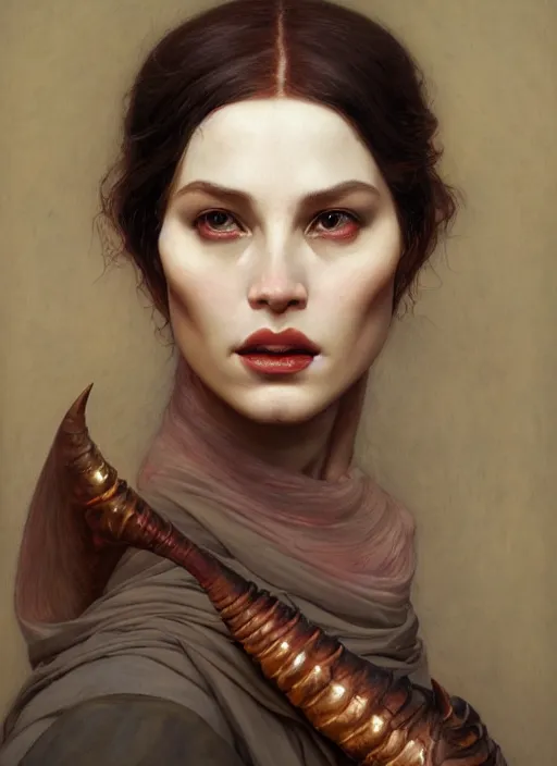 Prompt: demon horn, textured skin, elegant, ( ( wearing a long coat ) ), hyper realistic, extremely detailed, dnd character art portrait, fantasy art, dramatic lighting, vivid colors, artstation, by edgar maxence and caravaggio and michael whelan and delacroix, lois van baarle and bouguereau