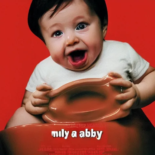 Prompt: eating a baby, comedy movie poster