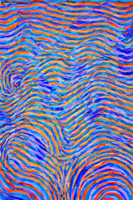 Prompt: extreme royal blue vibrancy, broad stroke, oil on canvas by bridget riley