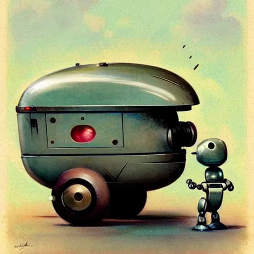 Image similar to ( ( ( ( ( 1 9 5 0 s retro future android robot fat robot mouse wagon. muted colors., ) ) ) ) ) by jean - baptiste monge,!!!!!!!!!!!!!!!!!!!!!!!!!