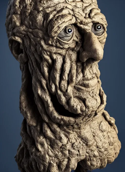 Image similar to a sculpture of a content moon man, by sergio bustamante, 8 k resolution