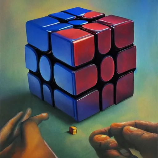 Prompt: movie poster, oiled magic cube, oil painting