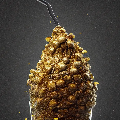 Image similar to hop cone juice, new england ipa, highly detailed gold flake nitrate photo, epic scale, intricate complexity, horror, trending on art station, photoreal, 8 k, octane render