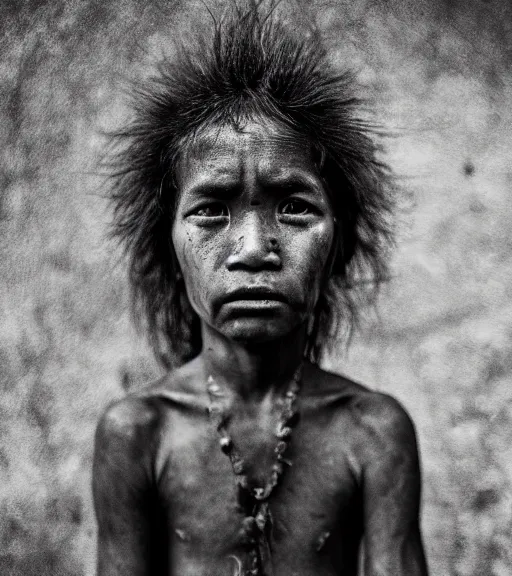 Prompt: Award winning reportage photo of Palau Natives with incredible hair and beautiful hyper-detailed eyes wearing traditional garb by Lee Jeffries, 85mm ND 5, perfect lighting, gelatin silver process