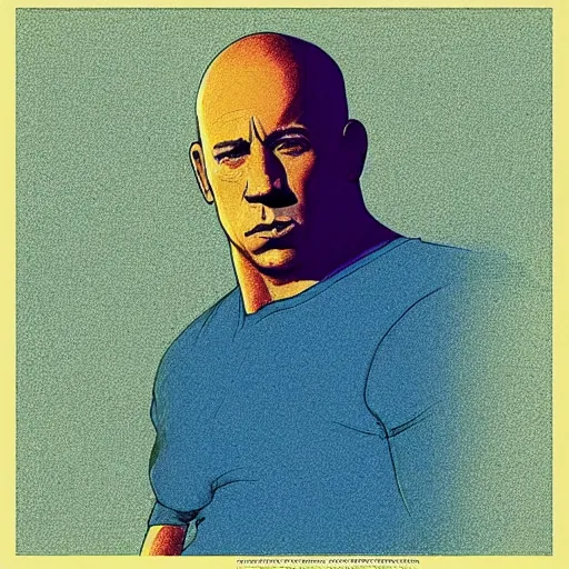 Image similar to “ vin diesel retro minimalist portrait by jean giraud, moebius starwatcher comic, 8 k ”