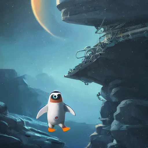 Image similar to astronaut penguin space, movie by nuri iyem, james gurney, james jean, greg rutkowski, anato finnstark. pixar. hyper detailed, 5 0 mm, award winning photography