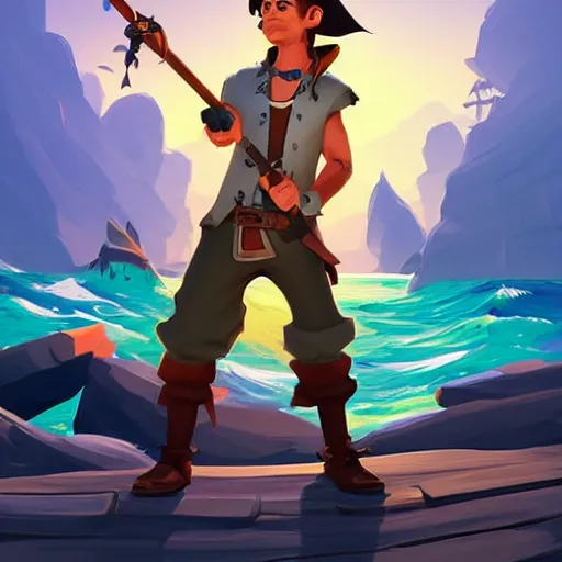 Image similar to painting jack the pirate on sea of thieves game avatar hero smooth face median photoshop filter cutout vector behance hd by jesper ejsing, by rhads, makoto shinkai and lois van baarle, ilya kuvshinov, rossdraws, illustration, art by ilya kuvshinov and gustav klimt