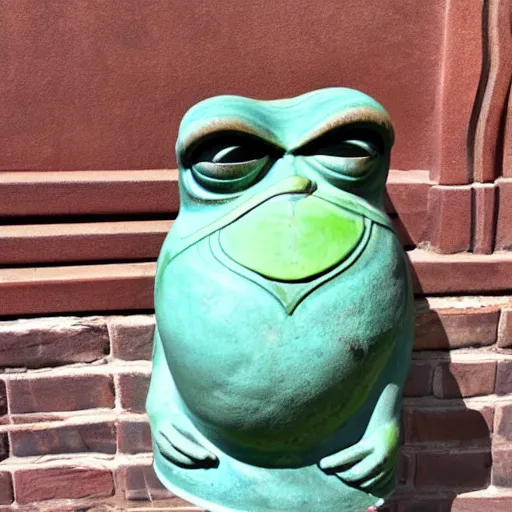 Image similar to greek statue of pepe the frog