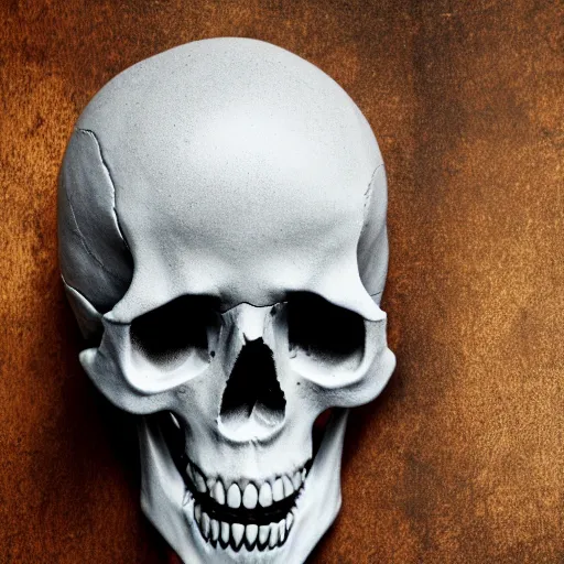 Image similar to a studio photograph of a skull goblet, solid color background, DSLR photography