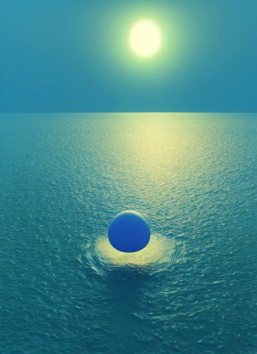 Image similar to a computer generated image of a giant object floating in the ocean, a 3 d render by beeple, featured on polycount, nuclear art, rendered in cinema 4 d, octane render, rendered in unreal engine