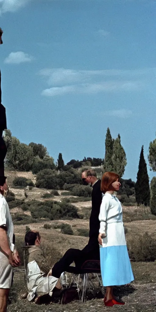 Prompt: a scene of a la giornata ( 1 9 6 6 ) a movie of antonioni starring mastroianni!!!! in the style of the ( ( ( scrovegni by giotto ) ) ). incredibly blue sky with stars. dark lue sky everywhere. technicolor, grandiose, cinematic, 5 0 mm, highly detailed, romantic