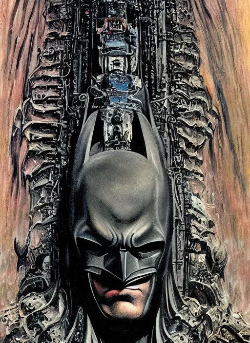 Image similar to batman, necronom v, painting by h. r. giger,