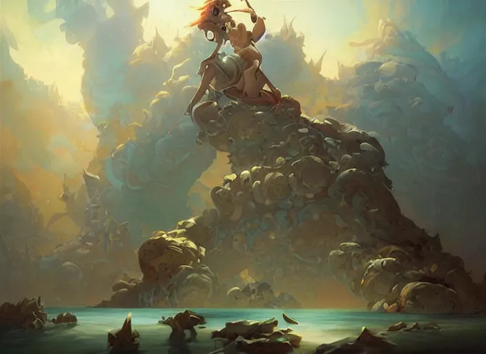 Image similar to an amazing piece of art by Peter Mohrbacher