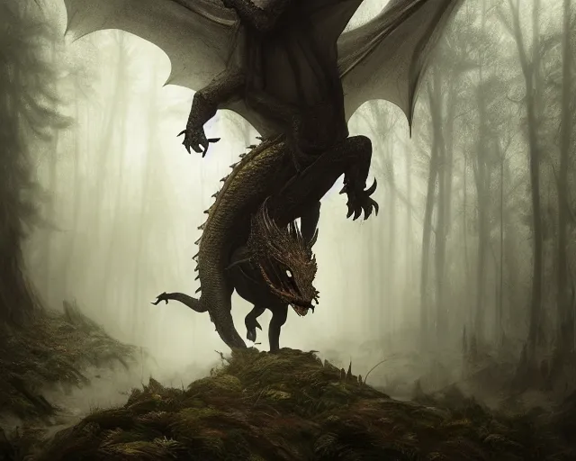 Image similar to 5 5 mm portrait photo of mr bean riding a dragon, in a magical forest. dark atmosphere. art by greg rutkowski. highly detailed 8 k. intricate. lifelike. soft light. nikon d 8 5 0.