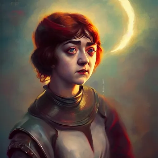 Prompt: maisie williams, queen of hell, portrait painting, medium shot, asymmetrical, profile picture, organic painting, sunny day, matte painting, bold shapes, hard edges, street art, trending on artstation, by huang guangjian, m and gil elvgren and sachin teng