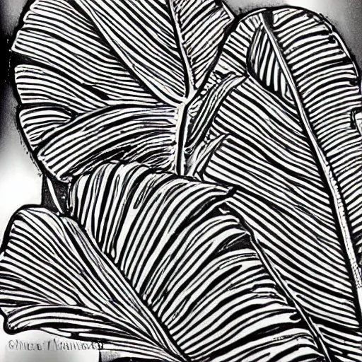 Prompt: thin lines, tattoo stencil of a monstera deliciosa leaf, intricate lines, elegant