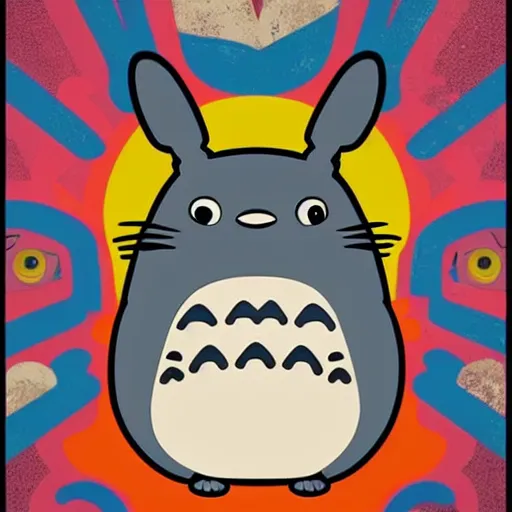 Image similar to Totoro portrait by Tristan Eaton, geometric, trending dribble, behance